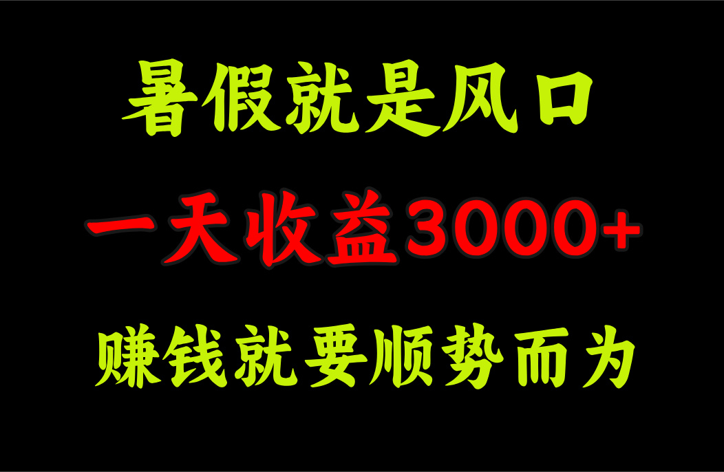 （11670期）一天收益3000+ 赚钱就是顺势而为，暑假就是风口-东哥聊项目